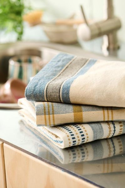 IB Laursen Kj&oslash;kkenh&aring;ndkle Walter natur m/bl&aring; og gr&aring; striper